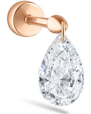 Maria Tash Floating Pear Diamond Charm Threaded Stud Earring - White