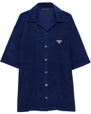 Prada Terry Towelling Short-Sleeve Shirt - Blue