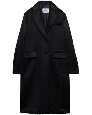 Prada Velour Single-Breasted Coat - Black