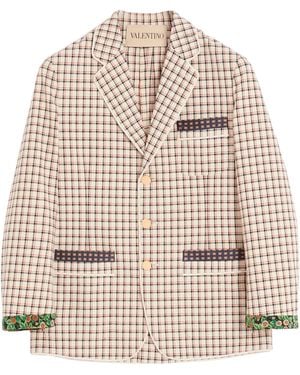 Valentino Garavani Cotton Check Blazer - Natural