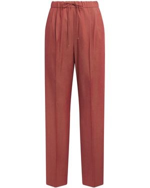 Max Mara Wool Gabardine Drawstring Pants - Red