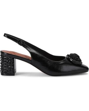 Kurt Geiger Leather Chelsea Slingback Block Heels - Black
