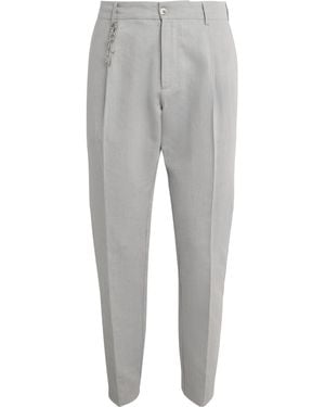 Paul & Shark Linen-Cotton Drawstring Chinos - Grey