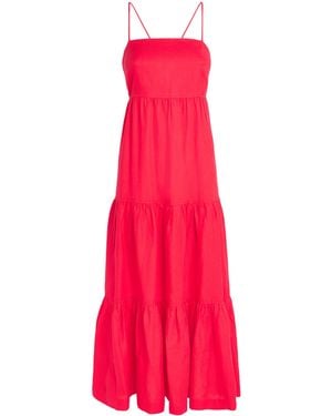 Heidi Klein Linen Amalfi Maxi Dress - Pink