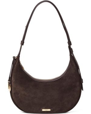 Aspinal of London Small Suede Hudson Crescent Shoulder Bag - Metallic