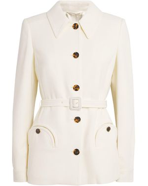Blazé Milano Virgin Wool Belted Paint Jacket - White