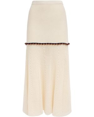 Escvdo Crochet Mural Maxi Skirt - Natural
