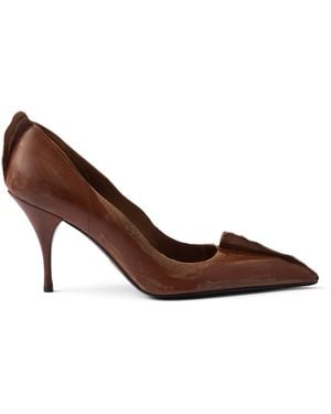 Prada Antiqued Leather Court Shoes 85 - Brown
