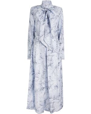 Stella McCartney Silk Feather Print Midi Dress - Blue