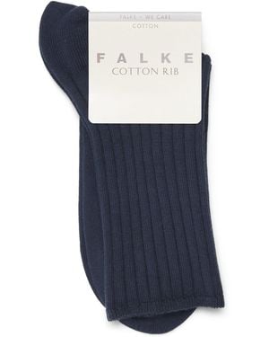 FALKE Stretch-Cotton Ribbed Socks - Blue