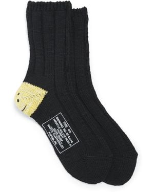 Kapital Cotton-Blend Happy Heel Socks - Black