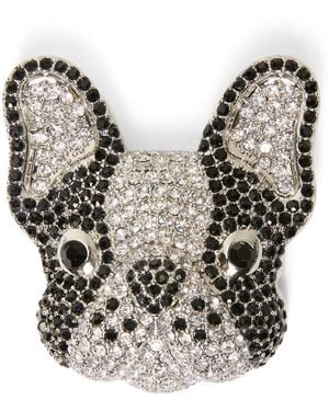 Weekend by Maxmara Crystal French Bulldog Brooch - Black