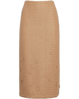 Lafayette 148 New York Faux Raffia Embellished Midi Skirt - Natural