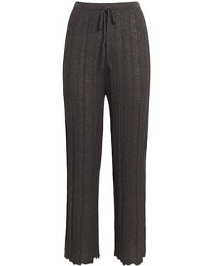 Lauren Manoogian Alpaca-Silk-Wool Plissé Wide-Leg Trousers - Grey