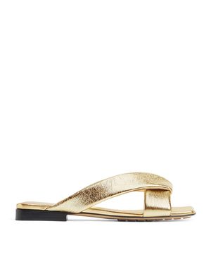 Bottega Veneta Metallic Leather Riva Mules - Natural