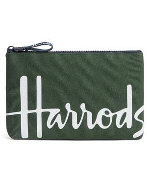 Harrods Small Cotton Logo Pouch - Green