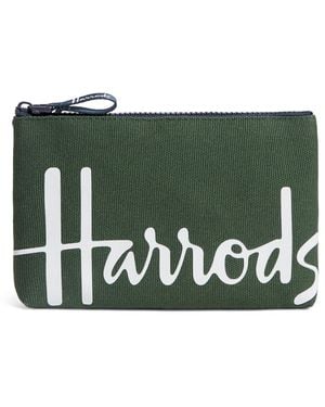Harrods Small Cotton Logo Pouch - Green