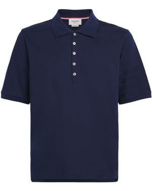 Thom Browne Cotton Milano-Stitch 4-Bar Polo Shirt - Blue