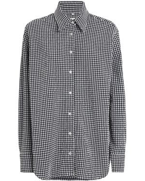 Hunza G Oversized Gingham Crinkled Shirt - Grey