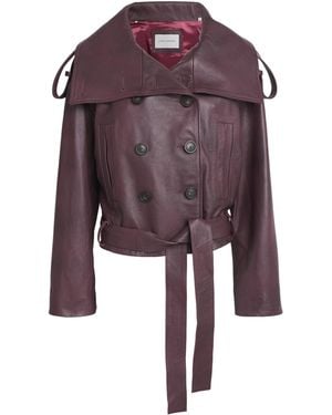 7 For All Mankind High-Neck Leather Jacket - Purple
