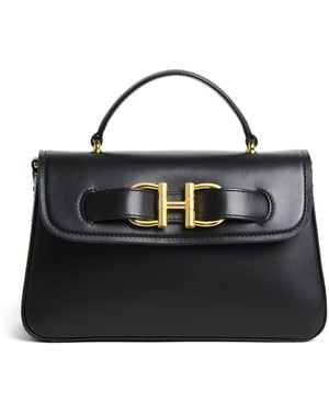 Harrods Leather Snaffle Top-Handle Bag - Black
