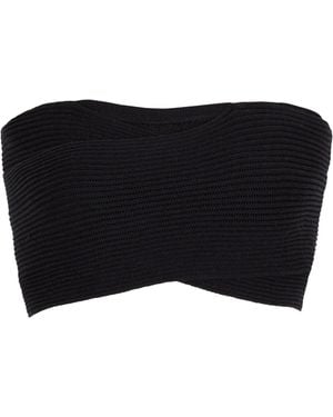 Balmain Rib-Knit Bandeau Top - Black