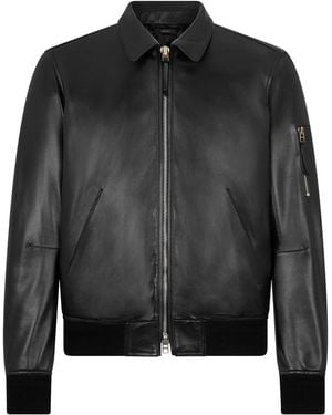 Tom Ford Leather Bomber Jacket - Black