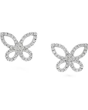 Graff Mini And Diamond Butterfly Earrings - White