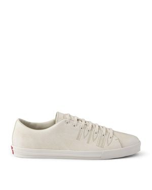 Prada Leather Aged Low-Top Sneakers - White