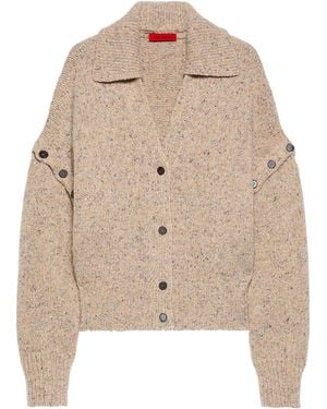 MAX&Co. Wool Button-Detail Cardigan - Natural
