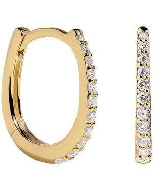 Astrid & Miyu And Diamond Pavé Huggies - Metallic