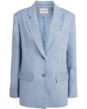 Claudie Pierlot Linen-Cotton Straight Blazer - Blue