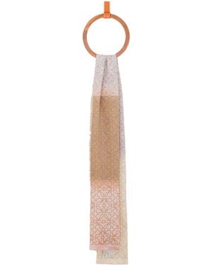Loewe Wool-Silk-Cashmere Anagram Scarf - White