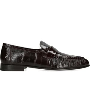 The Row Soft Fish Skin Loafers - Black