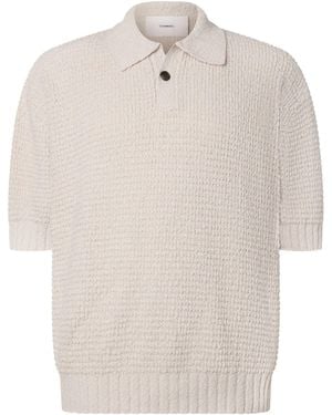 Commas Cotton Textured-Knit Polo Shirt - White