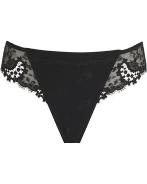 Simone Perele Lace Embroidered Thong - Black