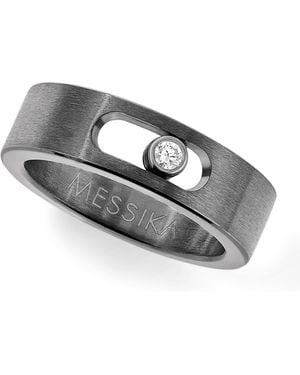 Messika Move Titanium Brushed Titanium And Diamond Ring - Grey