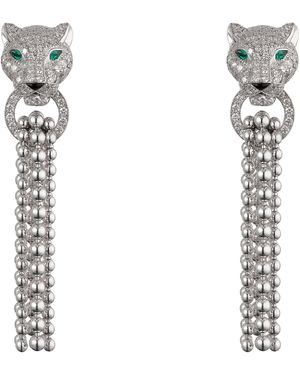 Cartier And Diamond Panthère De Tassel Earrings - White