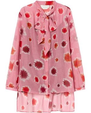 Marina Rinaldi Cotton-Silk Printed Blouse - Pink