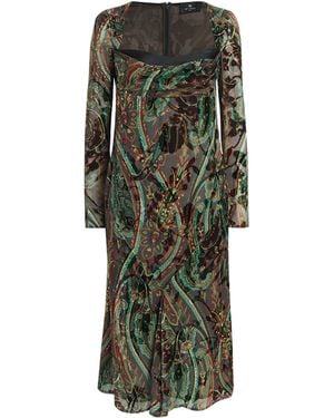 Etro Cowl-Neck Midi Dress - Green
