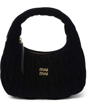 Miu Miu Small Velvet Wander Top-Handle Bag - Black