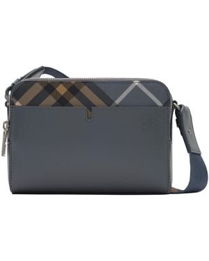 Burberry Leather Check Pop Cross-Body Bag - Grey