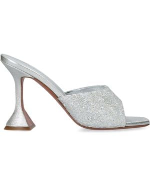 AMINA MUADDI Satin Lupita Crystal Dust Heeled Mules 95 - White
