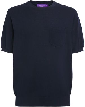 Ralph Lauren Silk-Cotton-Blend T-Shirt - Blue