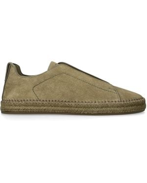 ZEGNA Suede Triple Stitch Espadrilles - Green
