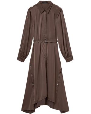 AllSaints Satin Lexi Midi Shirt Dress - Brown