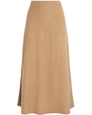 Fabiana Filippi Knitted Sequin Midi Skirt - Natural