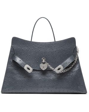 McQueen Calfskin Locke Top-Handle Bag - Blue