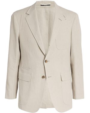 dunhill Linen Single-Breasted Blazer - Natural