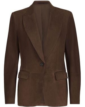 Brunello Cucinelli Suede Single-Breasted Blazer - Brown
